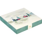 Coffret Carton Carré Calendrier De l'Avent Campagne Enneigée