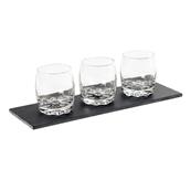 3 verrines en verre avec plateau ardoise rectangulaire