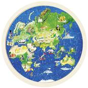 Puzzle bois rond double face globe terrestre 57 pièces