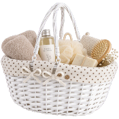Grand Panier Osier Ovale Blanc Intérieur Tissu 2 Anses