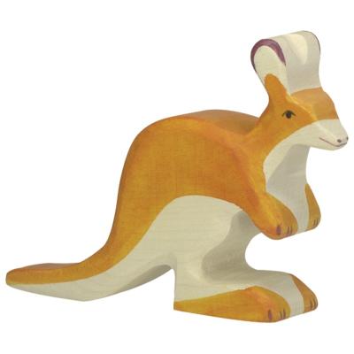 Figurine en Bois Décoré Petit Kangourou