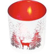 Photophore Verre Décor Sapins Coloris Rouge avec Bougie