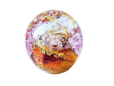 Presse Papier Verre La Rochère Collection Grain De Folie Violine Jaune