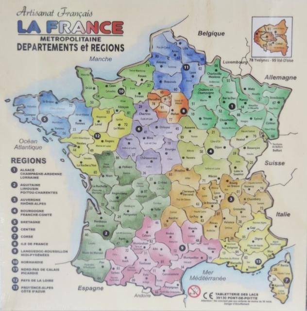 Puzzle Régions & Départements de France 24pcs en bois