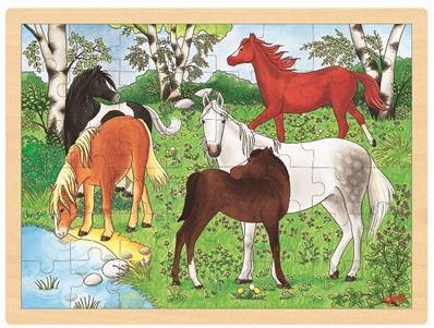 Puzzle bois la cour des poneys 48 pièces