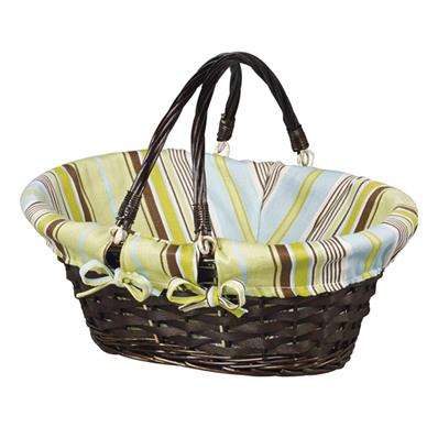 Panier ovale osier 2 anses rabattables 29x18x10 cm