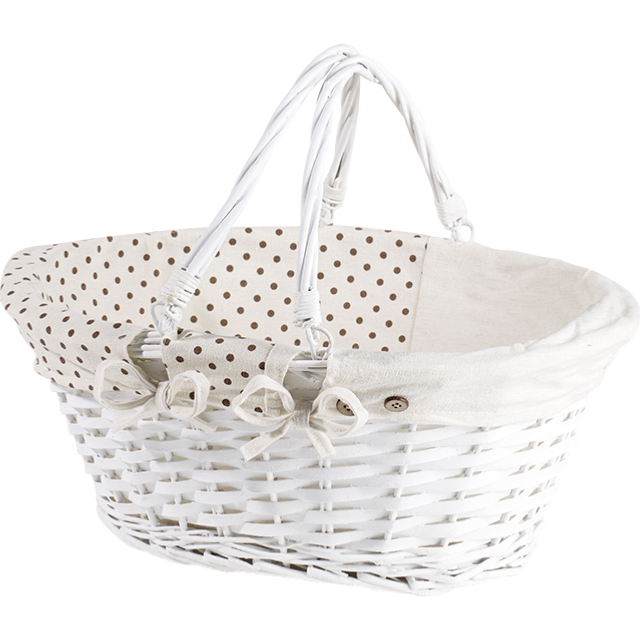 Grand Panier Osier Blanc Mariage