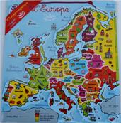 Carte d'Europe 41 Magnets en Bois Magnétique