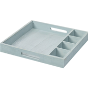 Plateau bois carr gris grand modle 2 compartiments