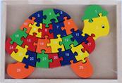 Puzzle bois tortue alphabet et chiffre